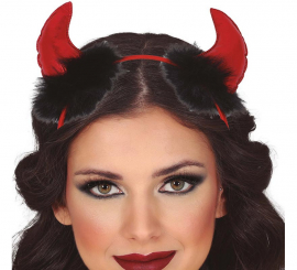 Red Demon Horns with Boa