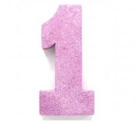 Table decoration Number 1 Pink FOAM 100x205x30 mm