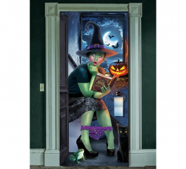 Surprised Witch Door Decoration 80x180 cm