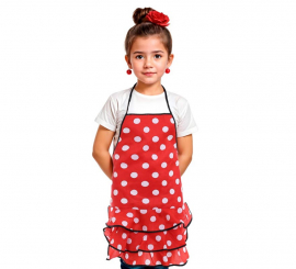 Flamenco apron with white polka dots for children