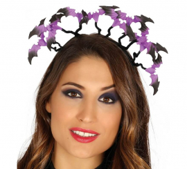 Diadema con Murciélagos Lilas y Negros