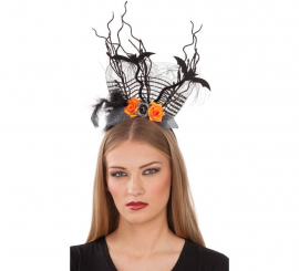 Diadema com morcegos e flores