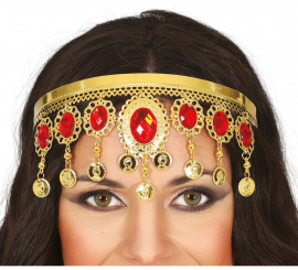 Headband with metallic red stones