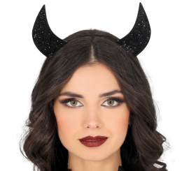 Shiny Black Horns Headband