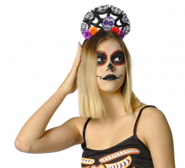 Catrina Totenkopf- und Blumen-Stirnband