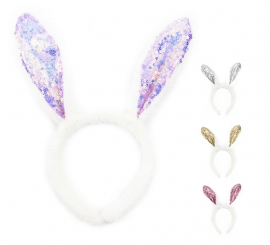 Light bling bling rabbit headband with sequins assorted colors