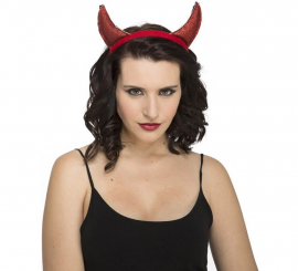 Demonia Red Horned Stirnband