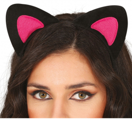 Adult Pink and Black Kitten Headband