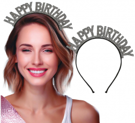 Diadema de 'Happy Birthday' plateada