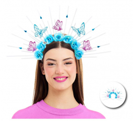 Blue Floral Spring Butterfly Headband