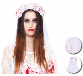 Bridal headband sample with veil and fake blood 90 cm