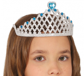 Diadema de Princesa plateada con corazón