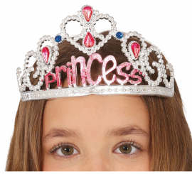 Princess headband in silver and pink