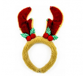 Brown and red reindeer headband with cherries