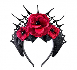 Gothic-Stirnband mit roten Rosen