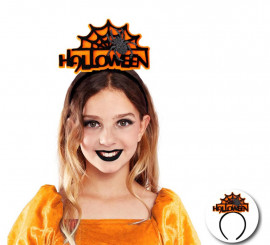 Tiara infantil laranja de teia de aranha de Halloween