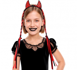 Tiara de Diabo com Duas Tranças para Crianças