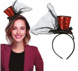 Diadema Minisombrero Chistera roja