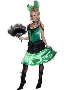 Déguisement Saloon - Cabaret vert et noir pour Femme plusieurs tailles