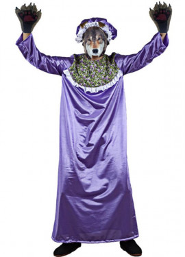 Men's Granny Wolf Costume in a Nightgown with Mask