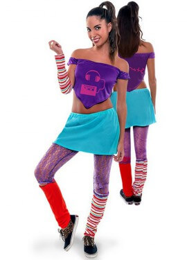 Disfraz de Aerobic ochentero lila para mujer
