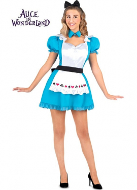 Classic blue and white Alice costume for women