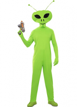 Classic green alien costume with mask for men