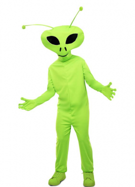 Classic green alien costume with mask for kids