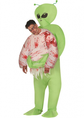 Inflatable or blow up green alien costume for men