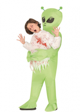 Inflatable or blow up green alien costume for kids