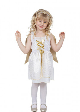 Deluxe Gold Angel Costume with Wings for Girls