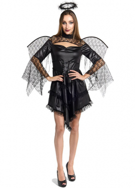 Black Angel Costume with Wings for Women