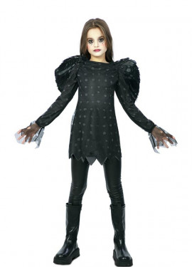 Black angel costume in dress with holes for girls