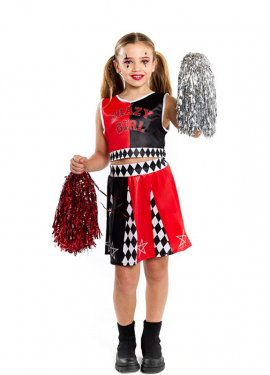 Dangerous Harlequin Cheerleader Costume for Girls