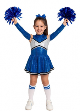 Blaues Cheerleader-Kostüm für Mädchen
