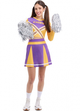 Disfraz de Animadora Cheerleader morado para mujer