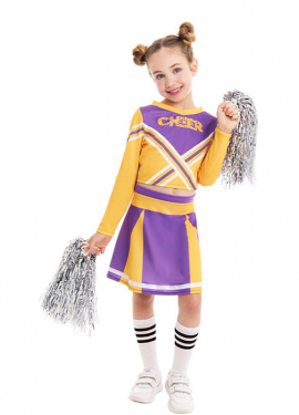 Disfraz de Animadora Cheerleader morado para niña