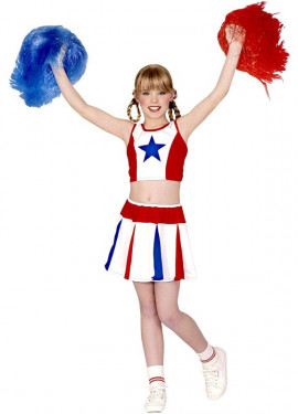 Costume da cheerleader stella tricolore per bambina