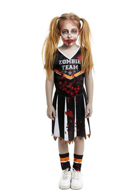 Black Zombie Team Cheerleader Costume for Girls and Teens