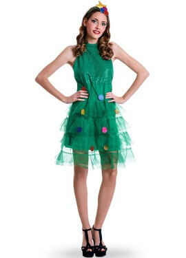 Disfraz de Arbol Navideño Tules para mujer