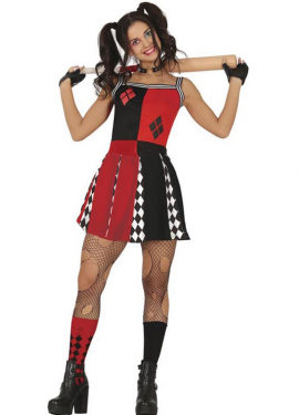 Harlequina Cheerleader-Kostüm im Kleid für Damen