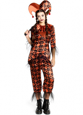 Orange Malevolent Harlequin Costume for Women