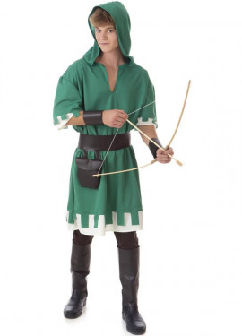 Green Archer Costume with Hood for Men