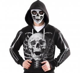 Skeleton Killer Costume with Hoodie and Mask for Adults