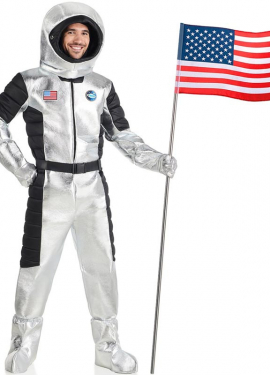 Costume da astronauta americano in argento per uomo