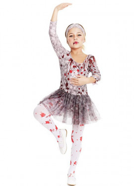 Grey Zombie Dancer Costume with Headpiece for Girls and Teens