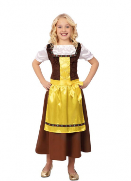 Brown and yellow classic Bavarian costume for girls