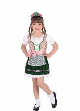 Classic pink and black Bavarian costume for girls