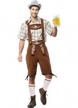 Classic brown striped Bavarian costume for men