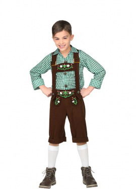 Green and brown Bavarian costume for children